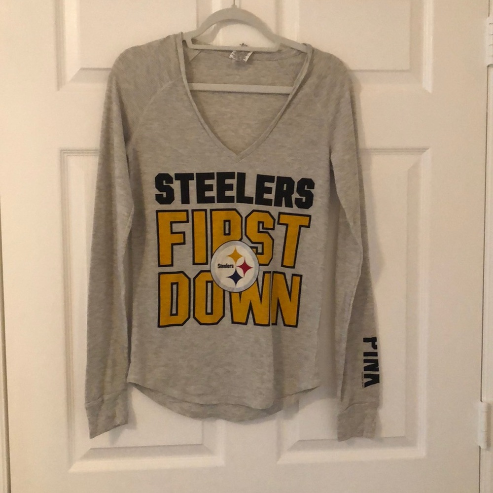 NWOT PINK Steelers waffle long sleeve
